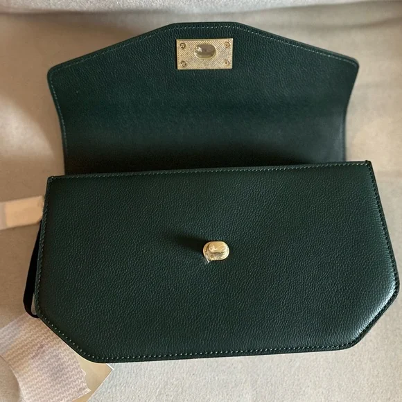 NWT MONCRIEF LONDON Taylor Forest Green Leather Shoulder Bag - Picture 5 of 10